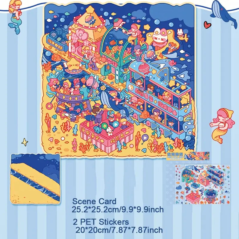 Dreamy Sea World Food Stall 3D Scenery Stickers