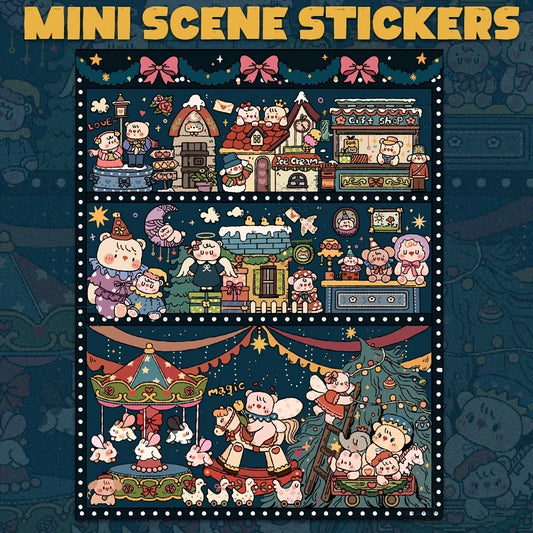 4pcs Vintage 3D Sticker Scene