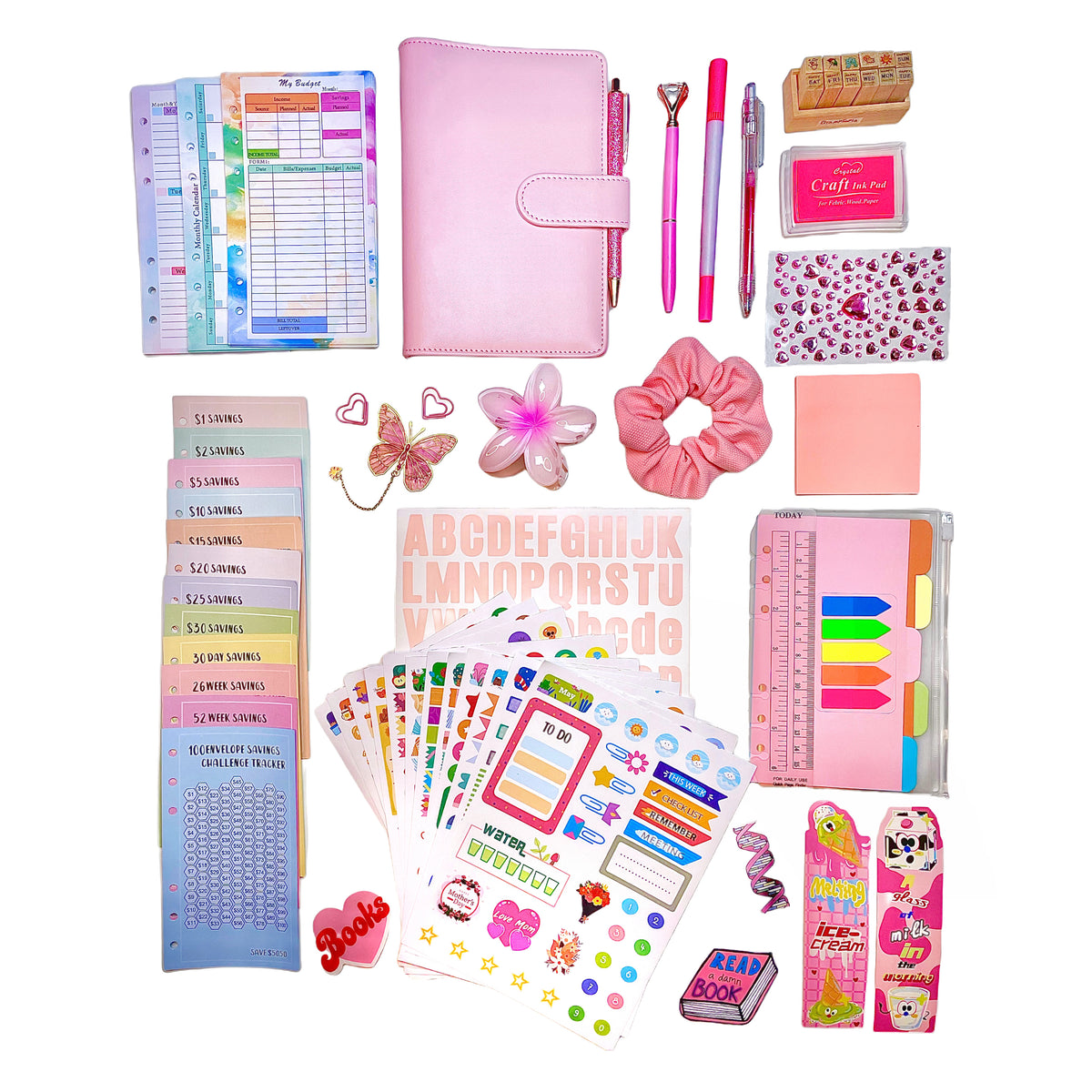 Pink Journal Kit|Monthly Weekly Planner Notebook|Budget Binder|Accessories