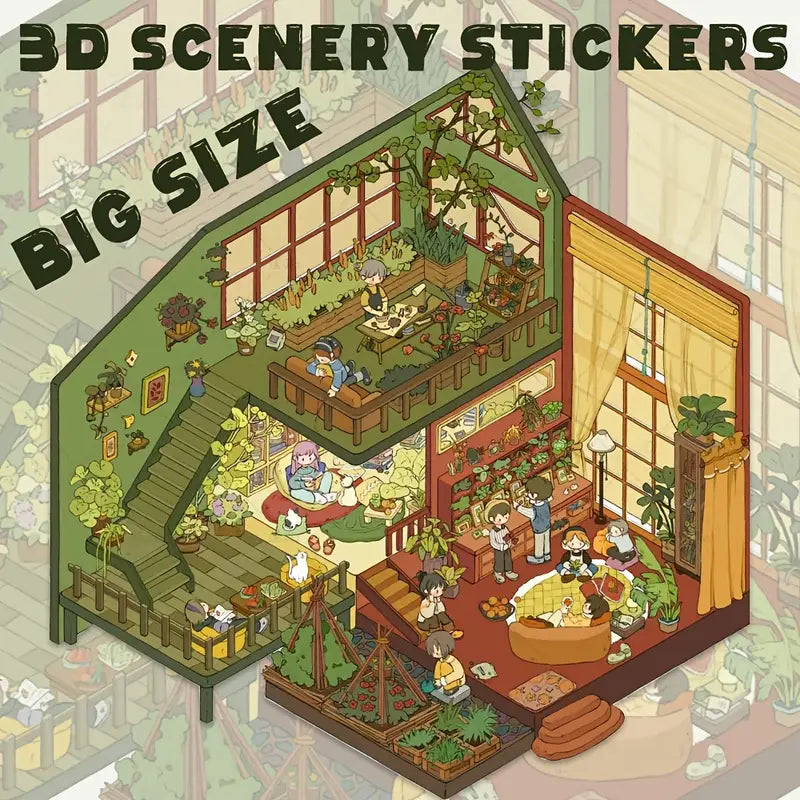 3D Stickers Scene Make your Own |Cozy House|Tree House|Purple Wardrobe