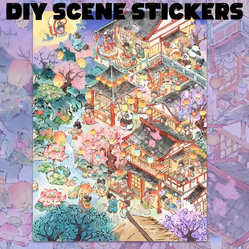 DIY Chinese Ghost Town Ancient Town 3D Landscaping Sticker