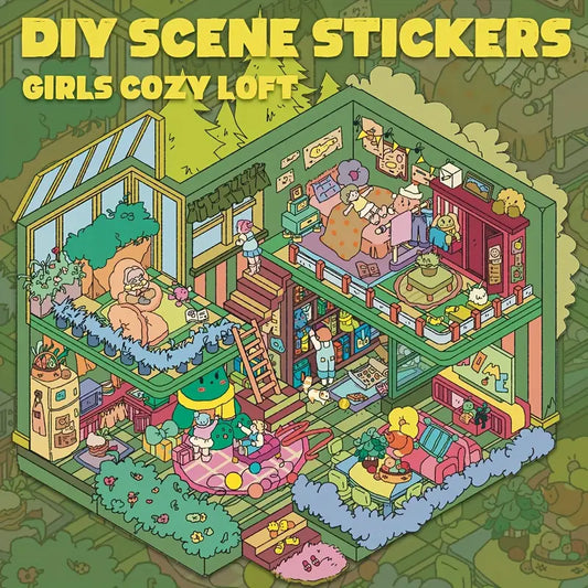 DIY Cozy Girls Loft House Garden Villa Scene Stickers