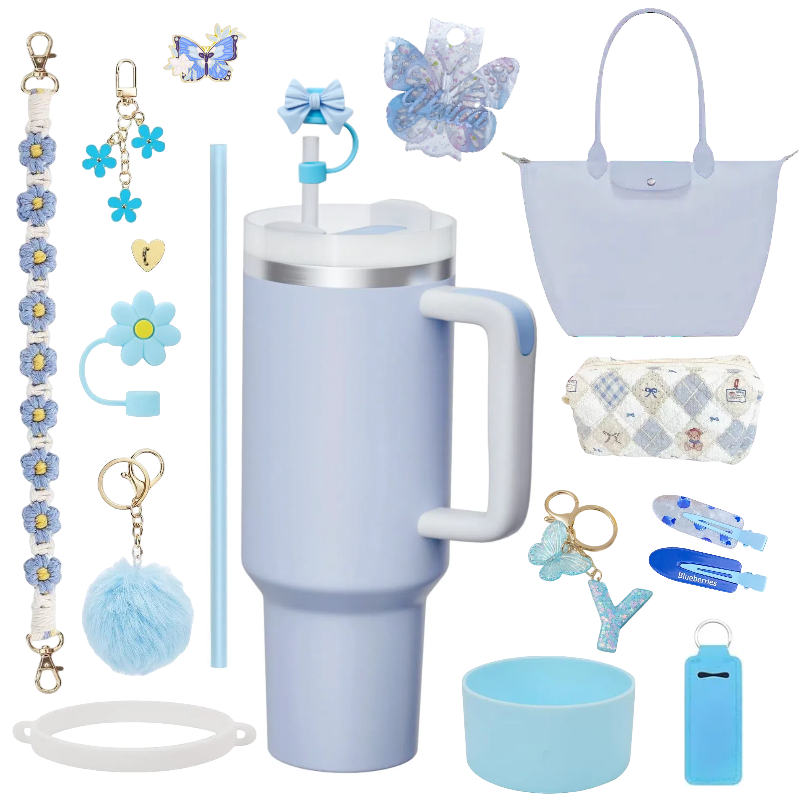 Ultimate Personalized BLUE Tumbler Set|Tote Bag