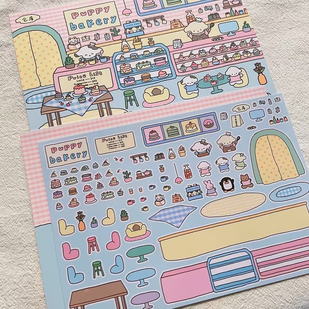 DIY Puppy Dessert House Amusement Park Sticker Scenes