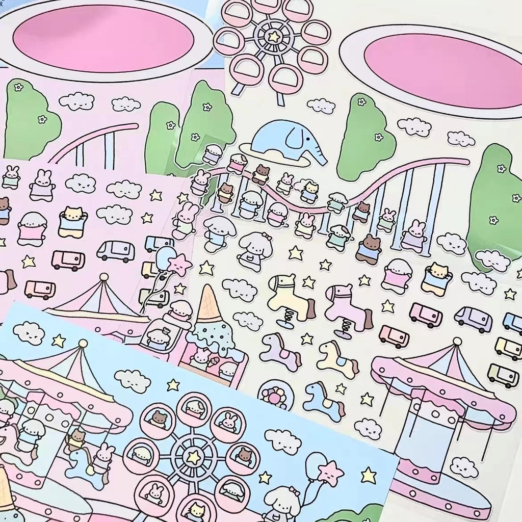 DIY Puppy Dessert House Amusement Park Sticker Scenes