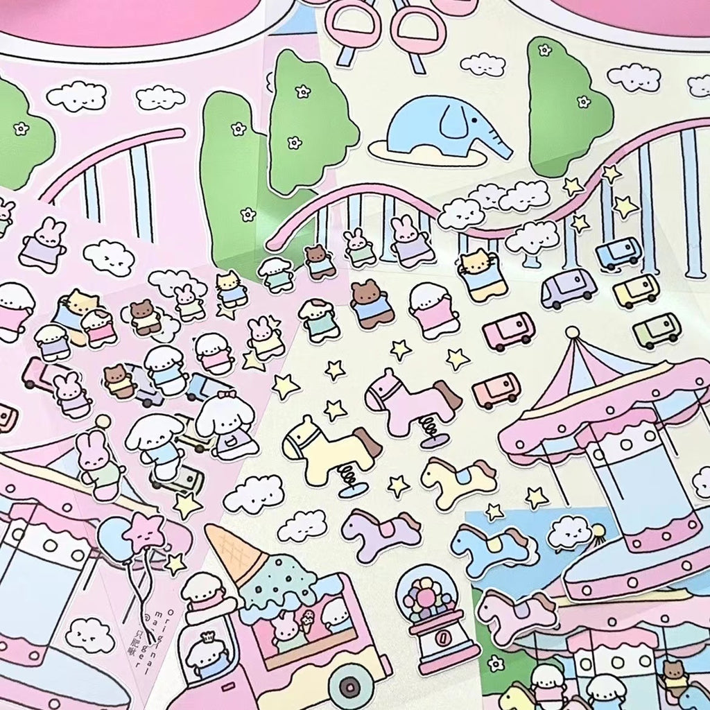 DIY Puppy Dessert House Amusement Park Sticker Scenes