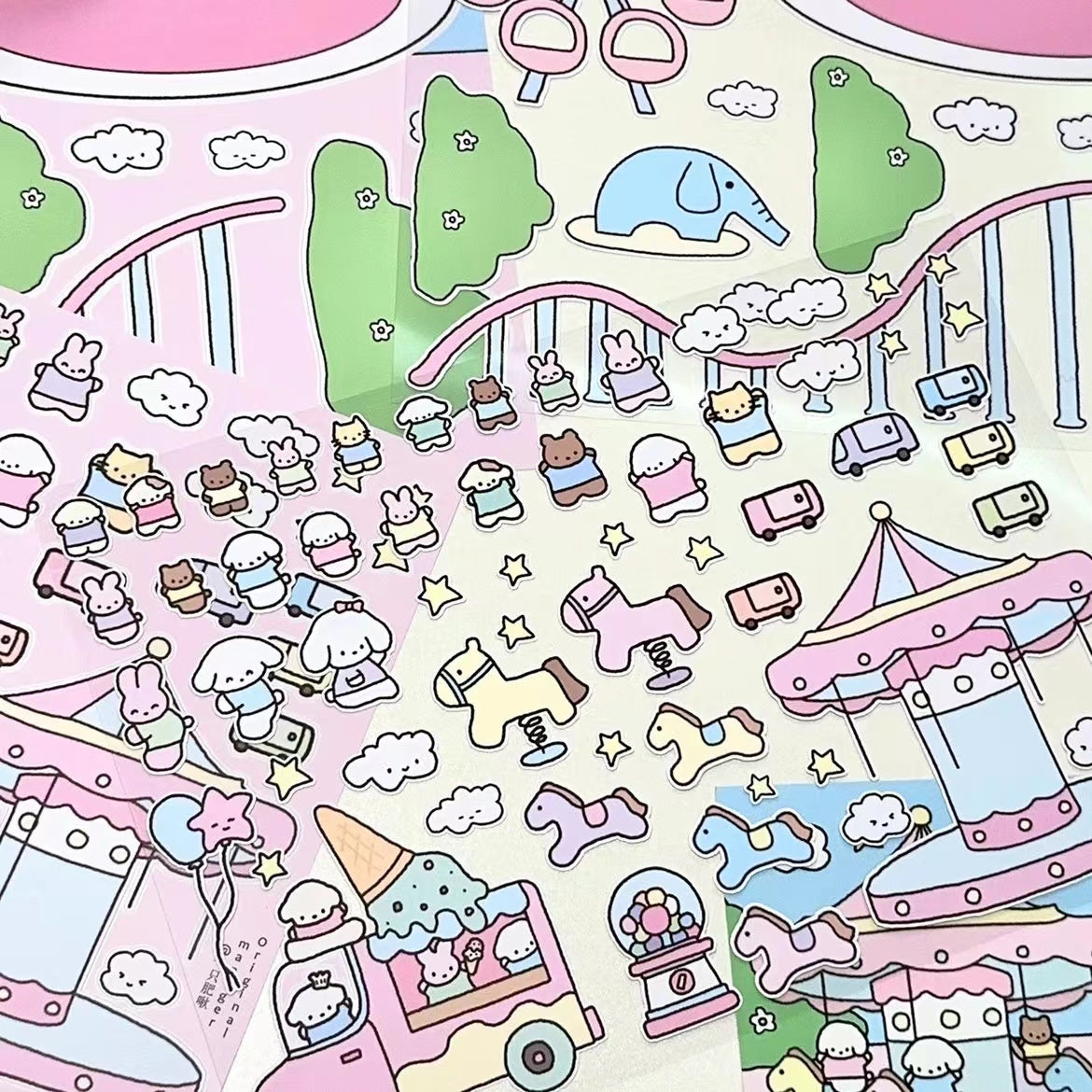 DIY Puppy Dessert House Amusement Park Sticker Scenes