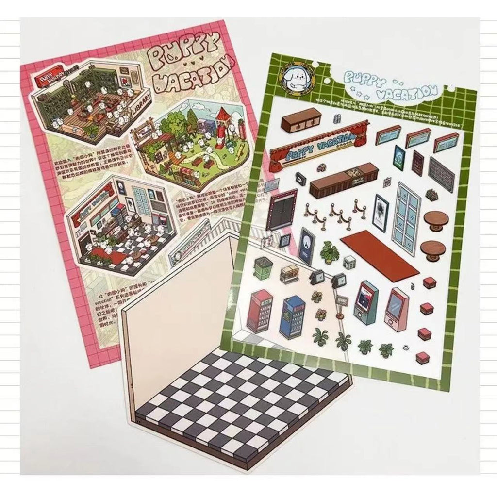 Puppy Big Size 3D Sticker Scenes! DIY Puppytopia Mine Adventure