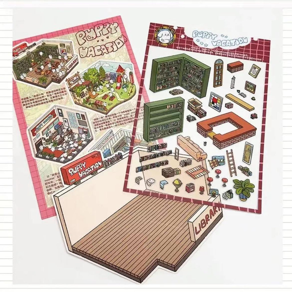 Puppy Big Size 3D Sticker Scenes! DIY Puppytopia Mine Adventure