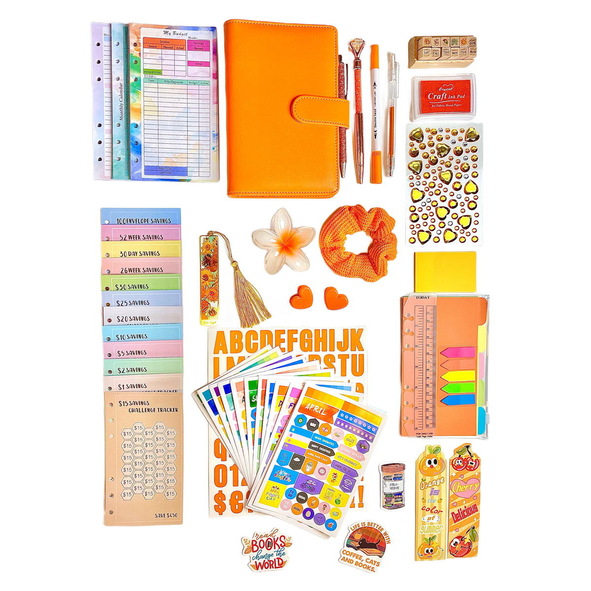Orange Journal Kit|Monthly Weekly Planner Notebook|Budget Binder|Accessories