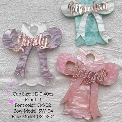 Personalized Stanley Tumbler Bow Name Tag