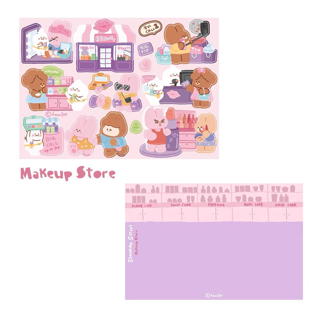 DIY Shopping Street Sticker Scene|Makeup Store|Pet Store|Clothing Store|Fitness