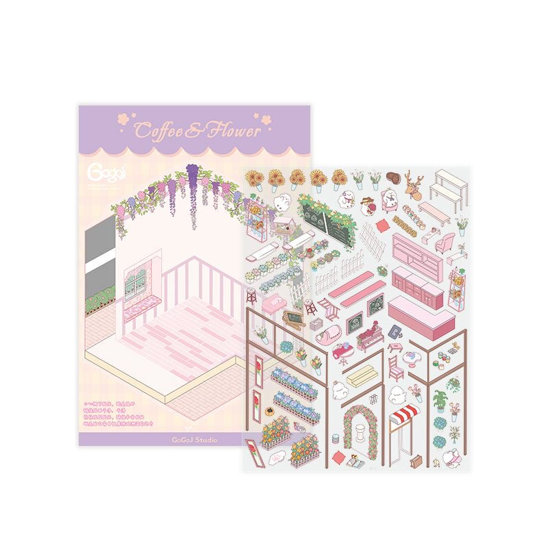 Sticker Scenes! DIY Coffee Flower|Panda Tea House|Bakery Shop|Apartment|Chocolate Factory