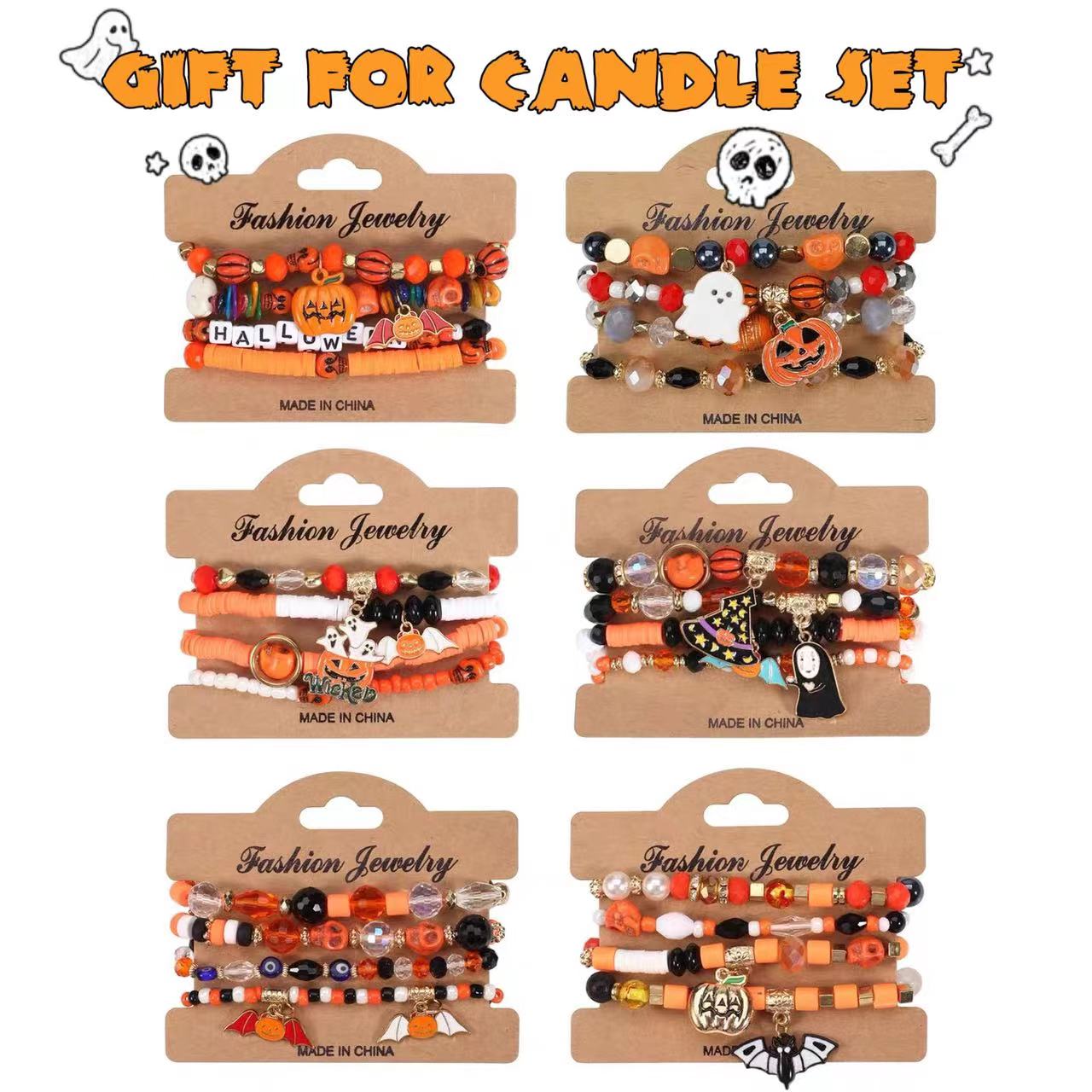Handmade Halloween Ghost Pumpkin Candle Set