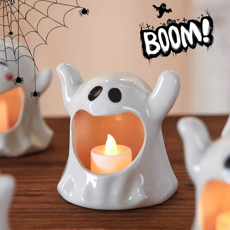 Handmade Halloween Ghost Pumpkin Candle Set