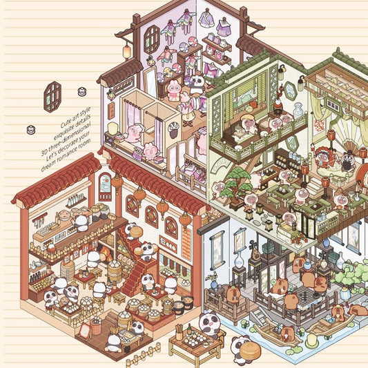 Traditional Chinese Architecture Sticker Scene: Baozi Shop|Dress Shop|Ancient Theater|Treasure