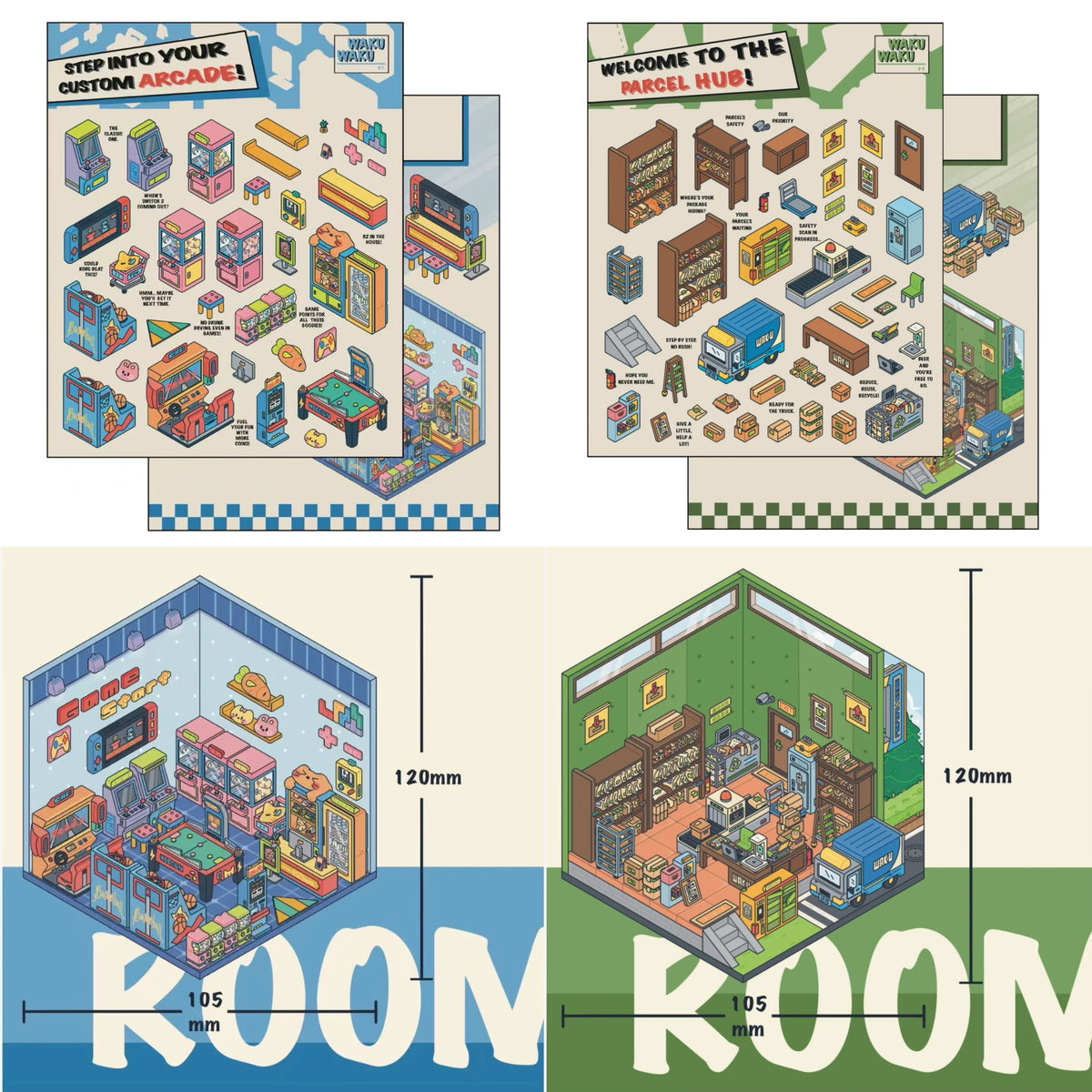 DIY 3D Scene Stickers: Make A Record Shop|Parcel Hub|Outdoor Gear Shop|Christmas House