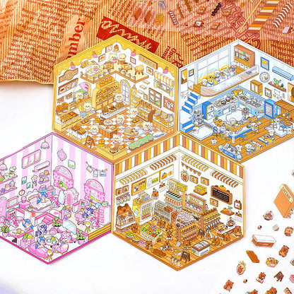 Capybara Supermarket Pink Pony House Bear Bakery Puppy Restaurant Sticker Scene