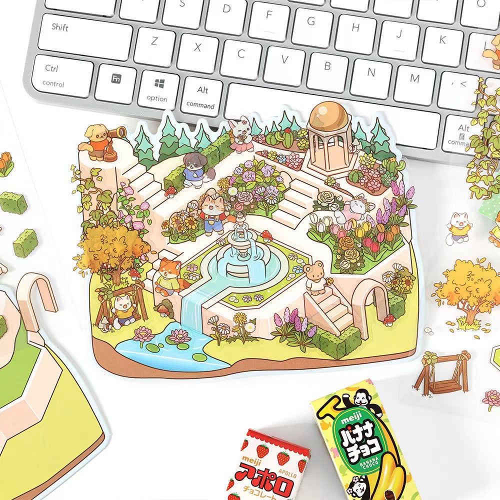 DIY Miniature Sticker Scene: Cheese Shop|Fruit Shop|Orchard|Pasture