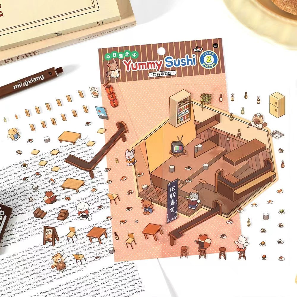 DIY Miniature Sticker Scene: Cheese Shop|Fruit Shop|Orchard|Pasture