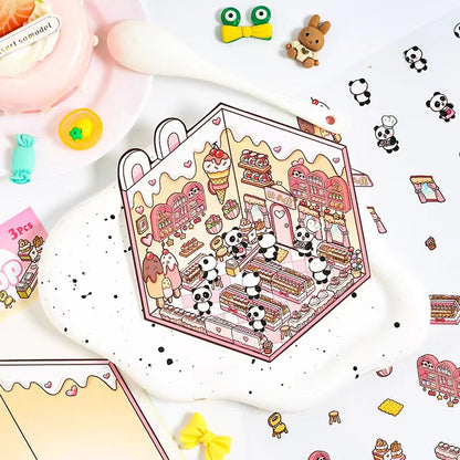 DIY Panda Sweet Shop Cat Coffee Shop Penguin Bedroom Sticker Scene