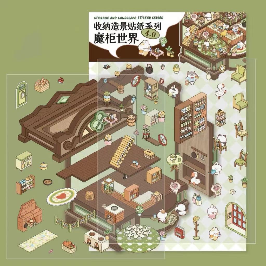 Make Miniature Sticker Scene,Halloween Treasure Chest|Magic Book|Suitcase Paradise