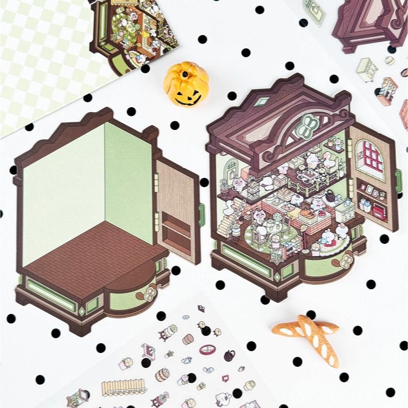 Make Miniature Sticker Scene,Halloween Treasure Chest|Magic Book|Suitcase Paradise