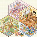 DIY Capybara Stickers Scene: Cute Animal Restaurant|Hot Spring|Baking Shop|Fruit Shop