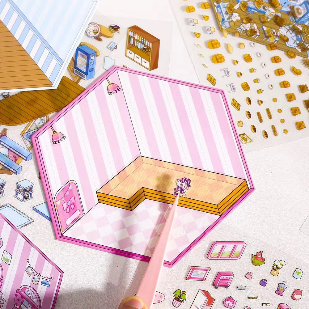 Capybara Supermarket Pink Pony House Bear Bakery Puppy Restaurant Sticker Scene