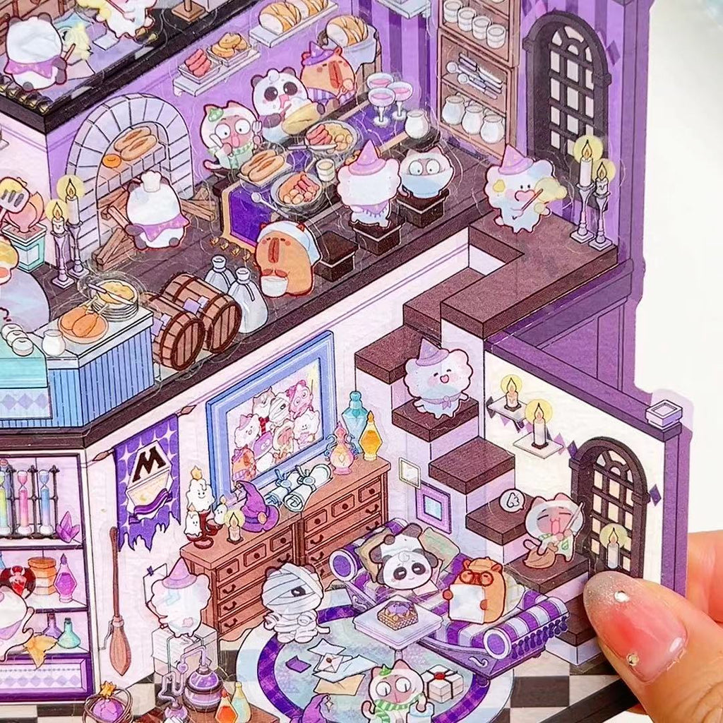 Big Sticker Scene! Make Your Own Magic Academy|Mobile Castle|Ice World|Garden
