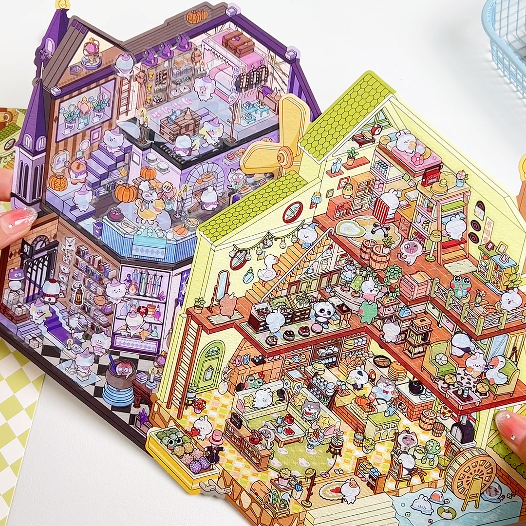 Big Sticker Scene! Make Your Own Magic Academy|Mobile Castle|Ice World|Garden