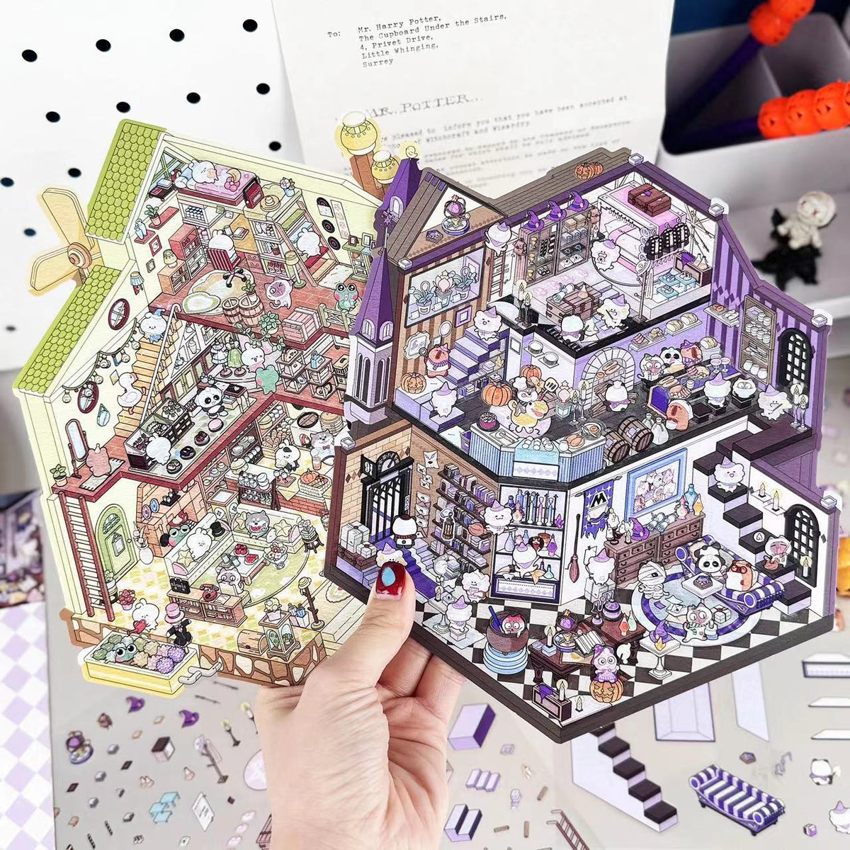 Big Sticker Scene! Make Your Own Magic Academy|Mobile Castle|Ice World|Garden