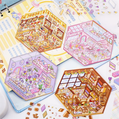 Sticker Scene! Make Pony Flower Shop|Capybara Bookstore|Puppy Cake|Bear Hamburger