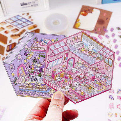 Sticker Scene! Make Pony Flower Shop|Capybara Bookstore|Puppy Cake|Bear Hamburger