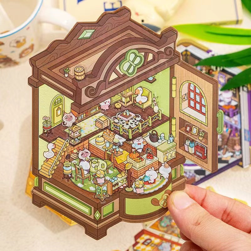 Make Miniature Sticker Scene,Halloween Treasure Chest|Magic Book|Suitcase Paradise