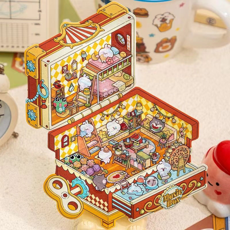Make Miniature Sticker Scene,Halloween Treasure Chest|Magic Book|Suitcase Paradise