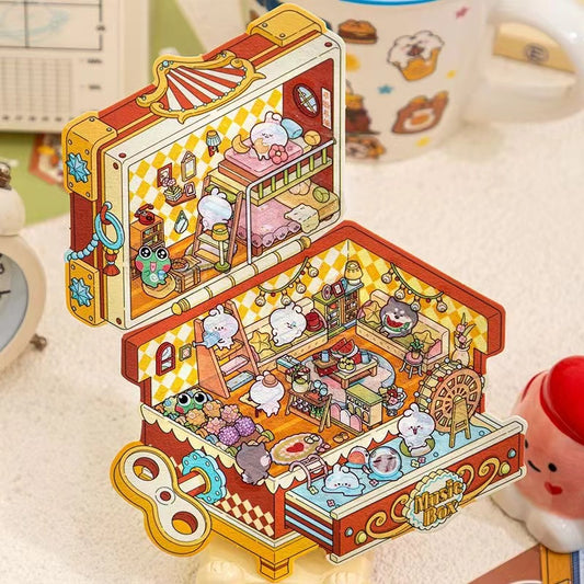 Make Miniature Sticker Scene,Halloween Treasure Chest|Magic Book|Suitcase Paradise