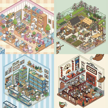 Create Aquarium Pet Shop Farm Yard Dim Sum Restaurant 3D Sticker Scene