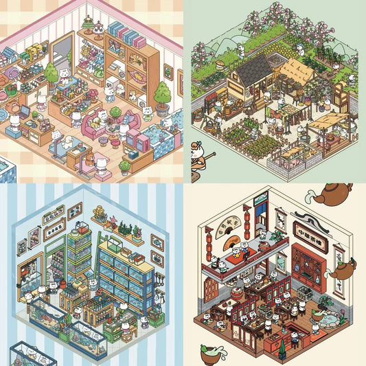 Create Aquarium Pet Shop Farm Yard Dim Sum Restaurant 3D Sticker Scene