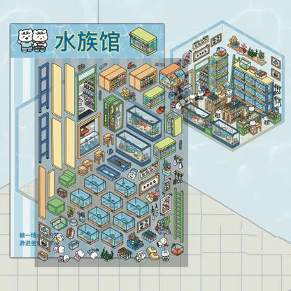 Create Aquarium Pet Shop Farm Yard Dim Sum Restaurant 3D Sticker Scene