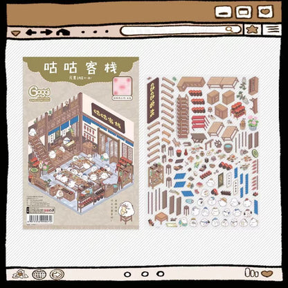 Sticker Scenes! DIY Coffee Flower|Panda Tea House|Bakery Shop|Apartment|Chocolate Factory