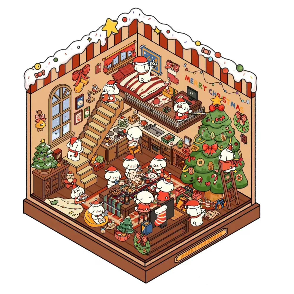 DIY Puppy Sticker Scene,Make a Christmas Party Boutique Store Flower Shop BBQ Restaurant