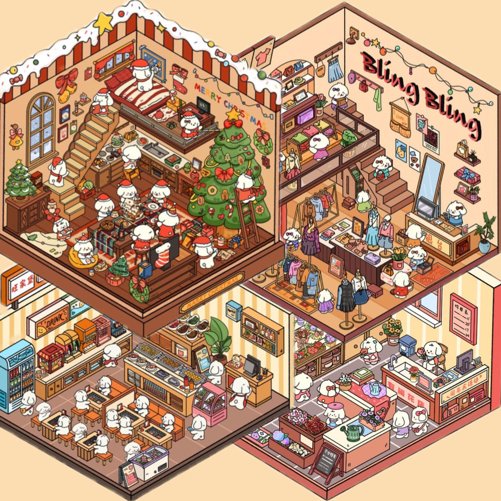 DIY Sticker Scene,Make a Magic Potion Shop Restaurant Happy New Year