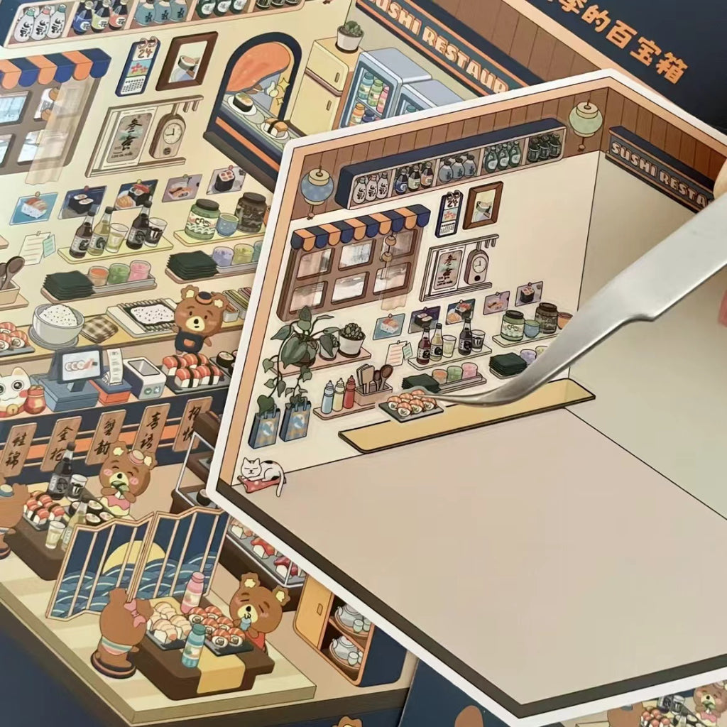 DIY 3D Sticker Scene: Make Conveyor Belt Sushi