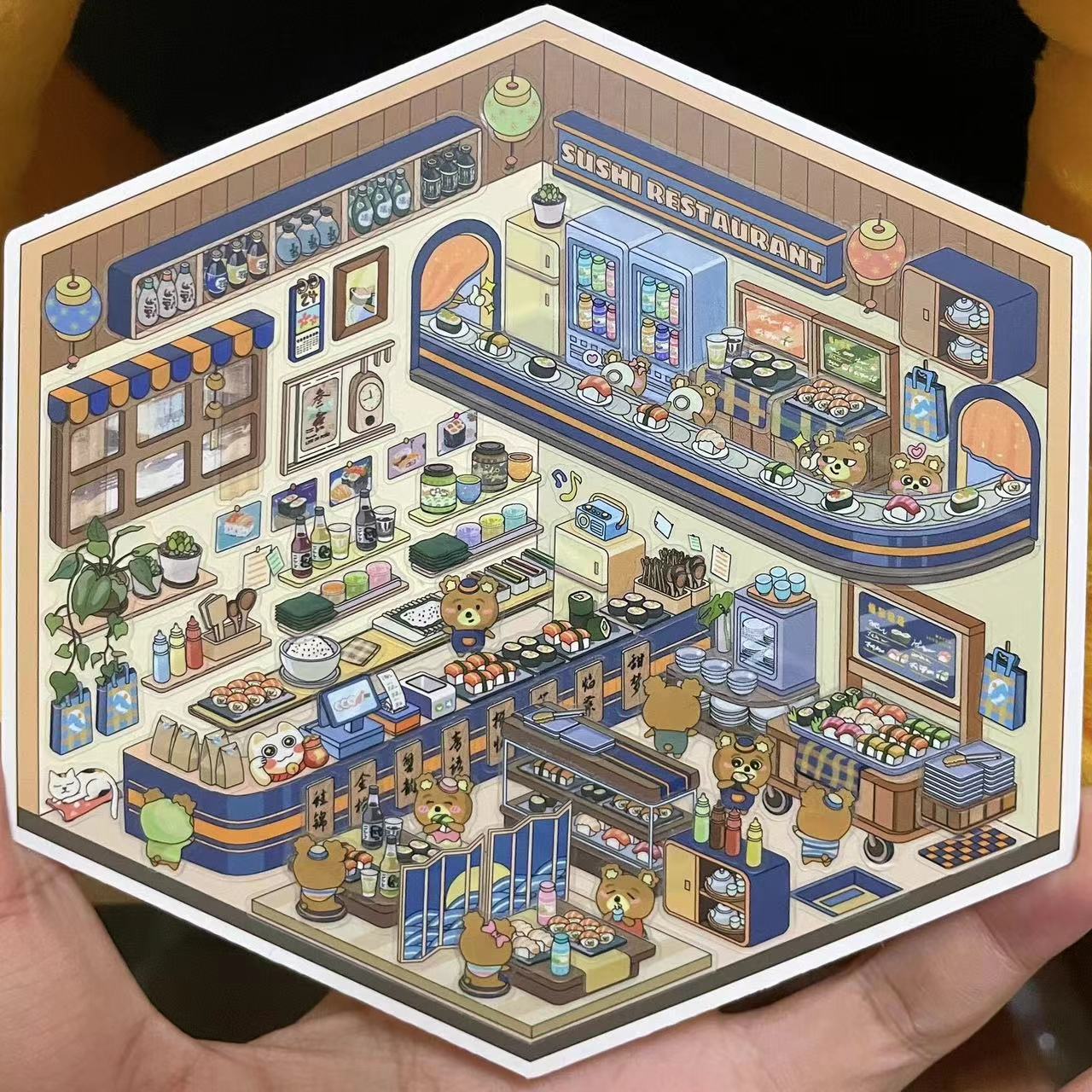 DIY 3D Sticker Scene: Make Conveyor Belt Sushi