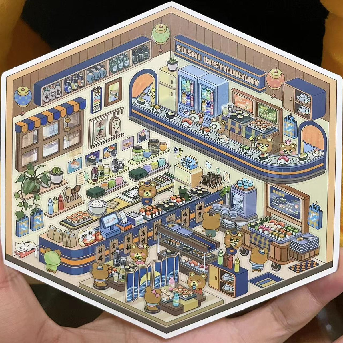 DIY 3D Sticker Scene: Make Conveyor Belt Sushi