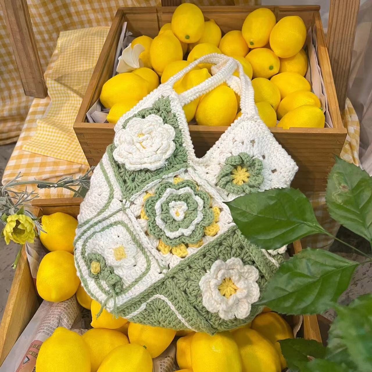 Handmade Camellia Crochet bag