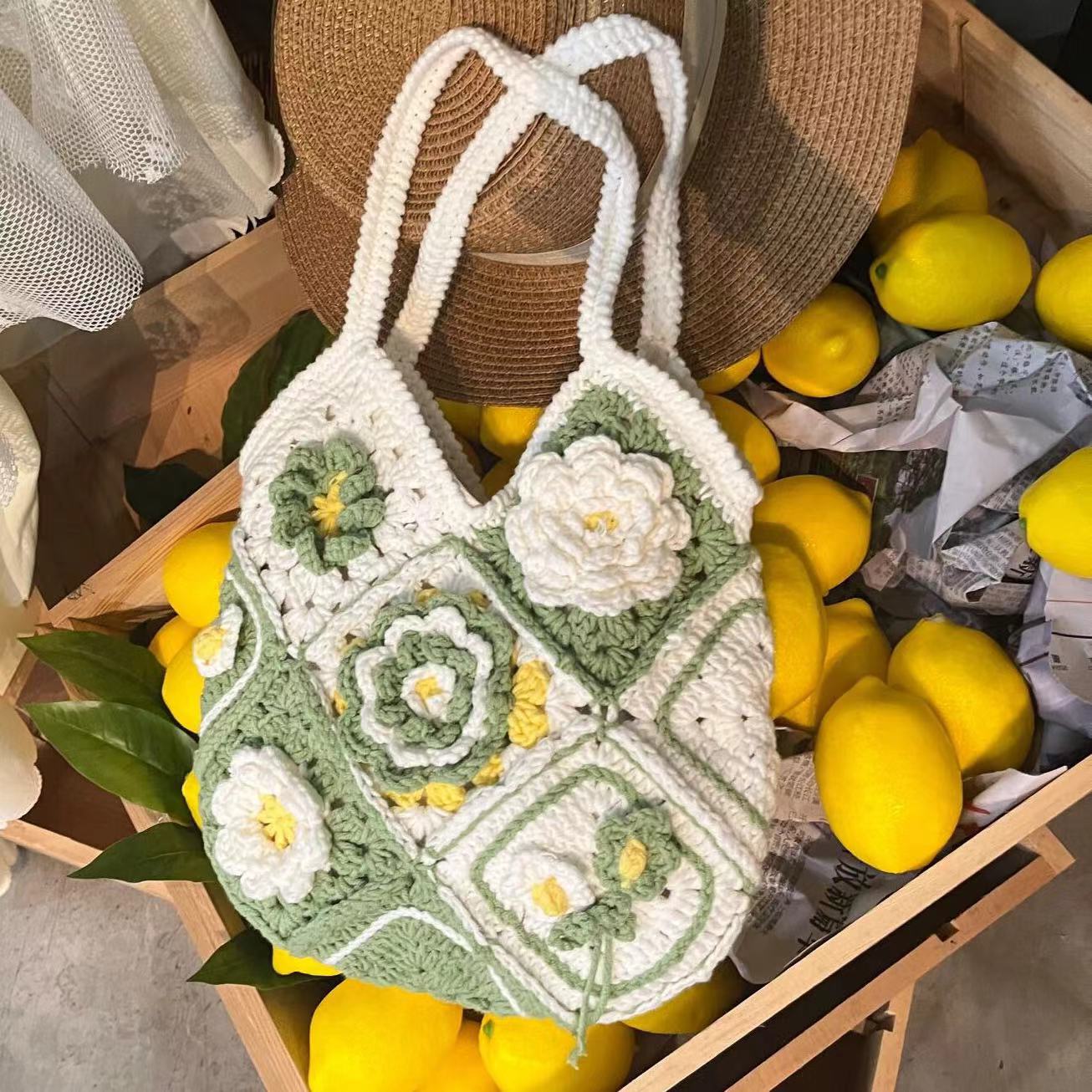 Handmade Camellia Crochet bag