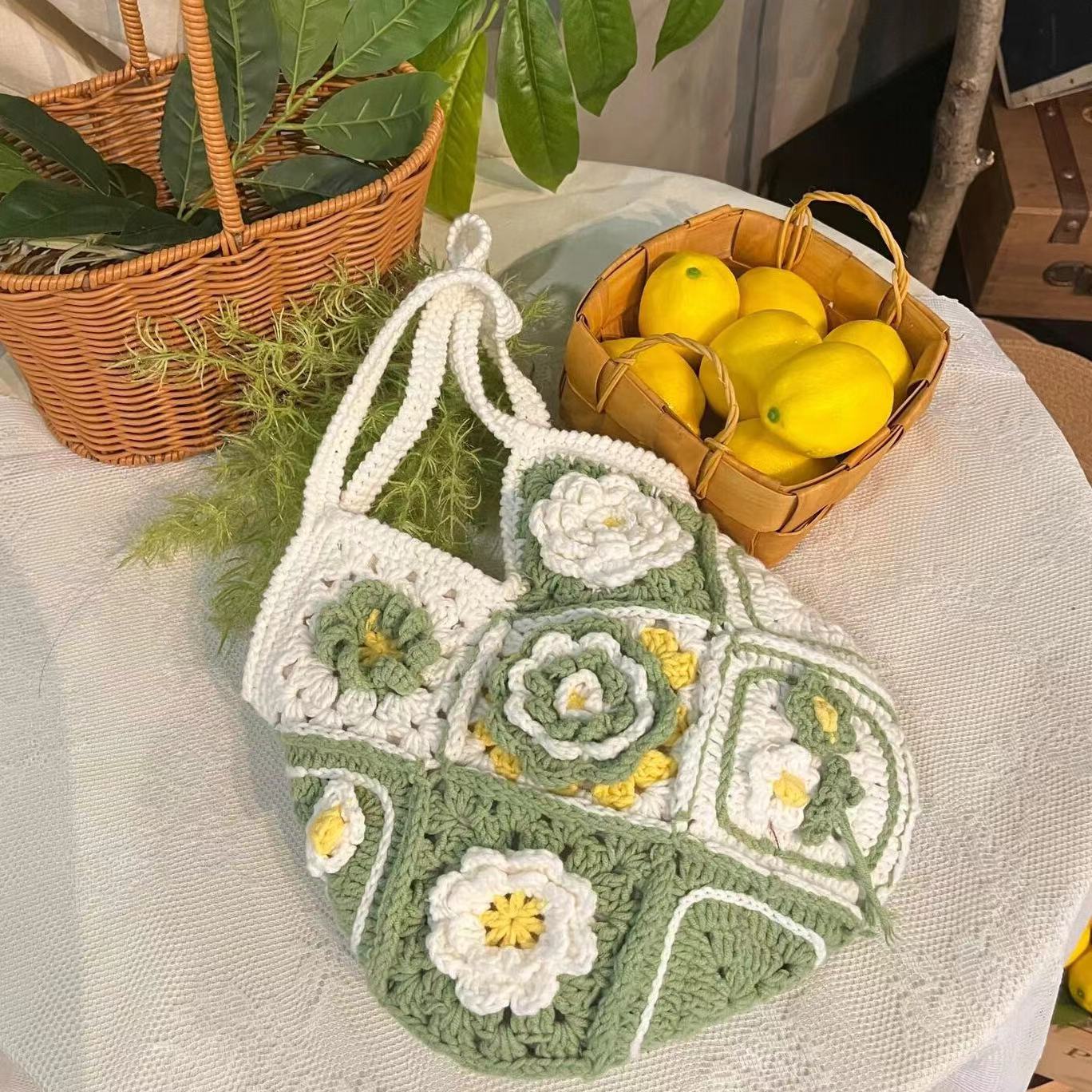 Handmade Camellia Crochet bag