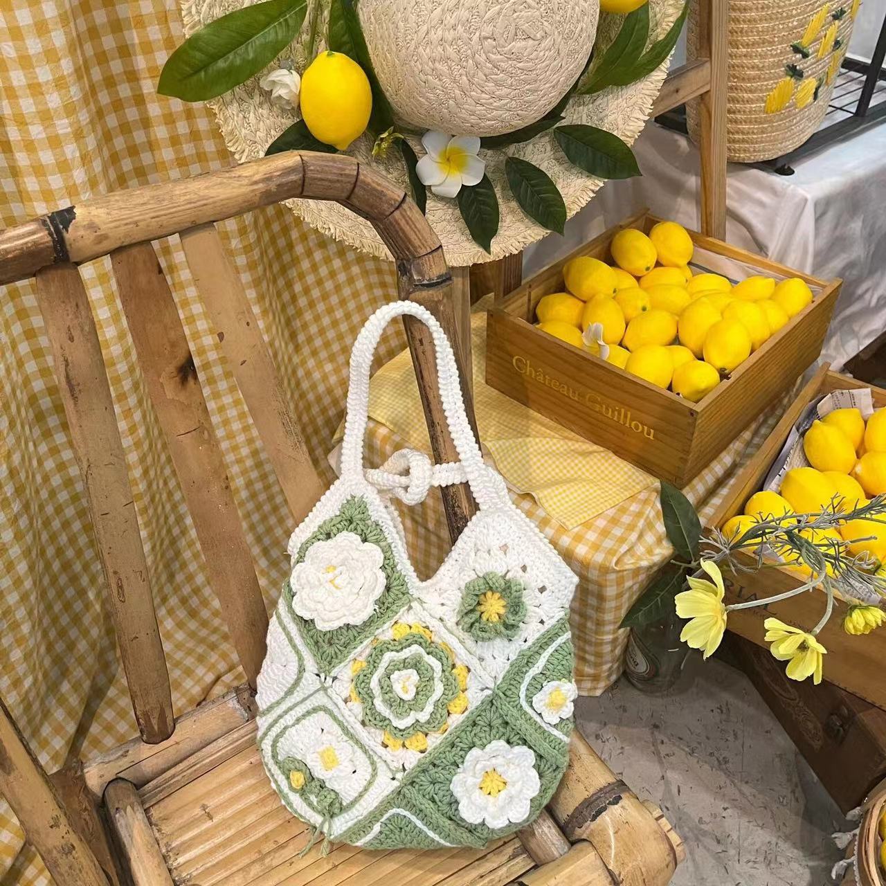 Handmade Camellia Crochet bag